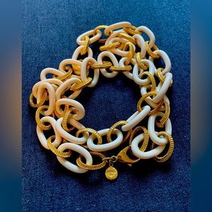 Vintage Luxury designer Ben-Amun stamped gold & cream linked belt